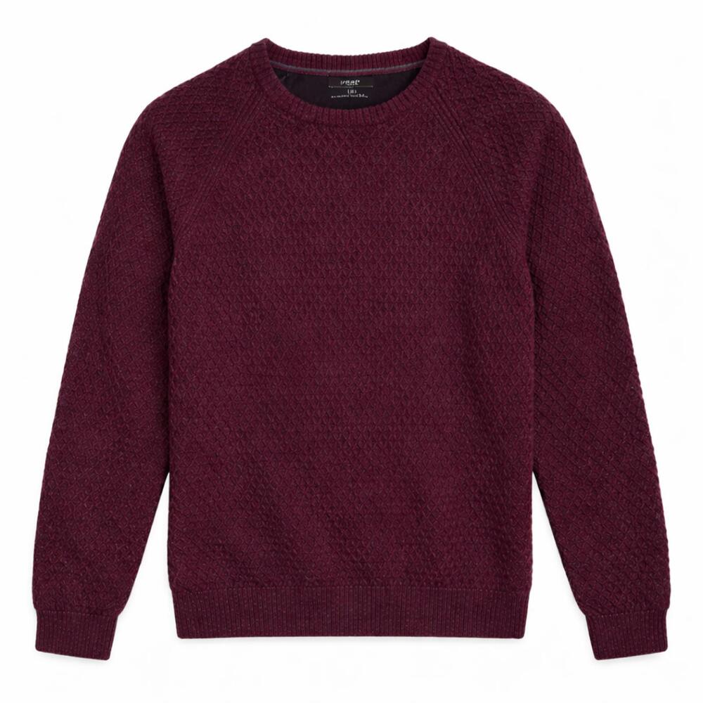 Ted Baker London Textured Knit Crewneck Sweater Purple Size 6 Cotton Wool